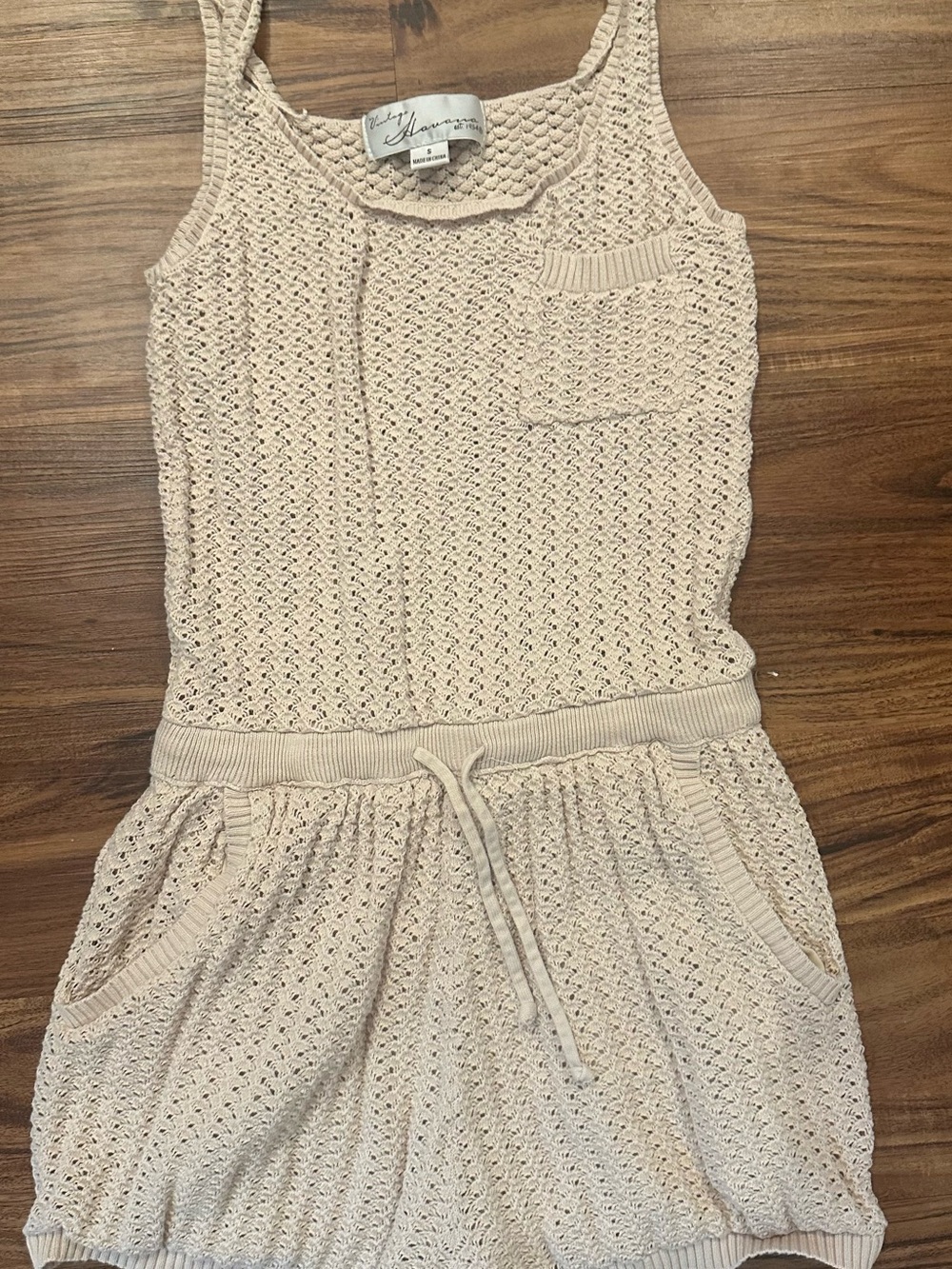 Vintage Havana Cream Crochet Knit Romper